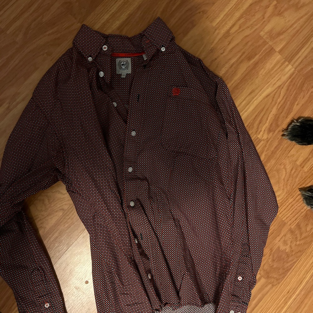 Cinch Men's Burgundy Patterned Button Down Shirt
